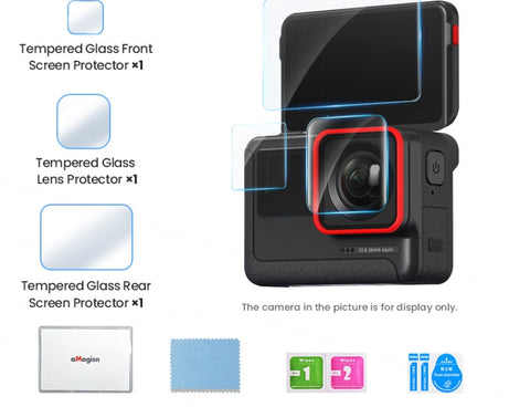 For Insta360 ACE aMagisn Tempered Film Protective Stickers Sports Camera Accessories, 3 In 1, 6 In 1