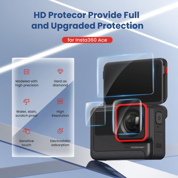 For Insta360 ACE aMagisn Tempered Film Protective Stickers Sports Camera Accessories, 3 In 1, 6 In 1