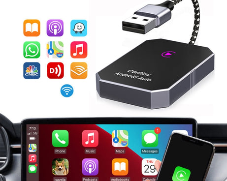 Car Carplay Box Wired to Wireless Bluetooth Adapter, For Android, For IOS, 2 in 1