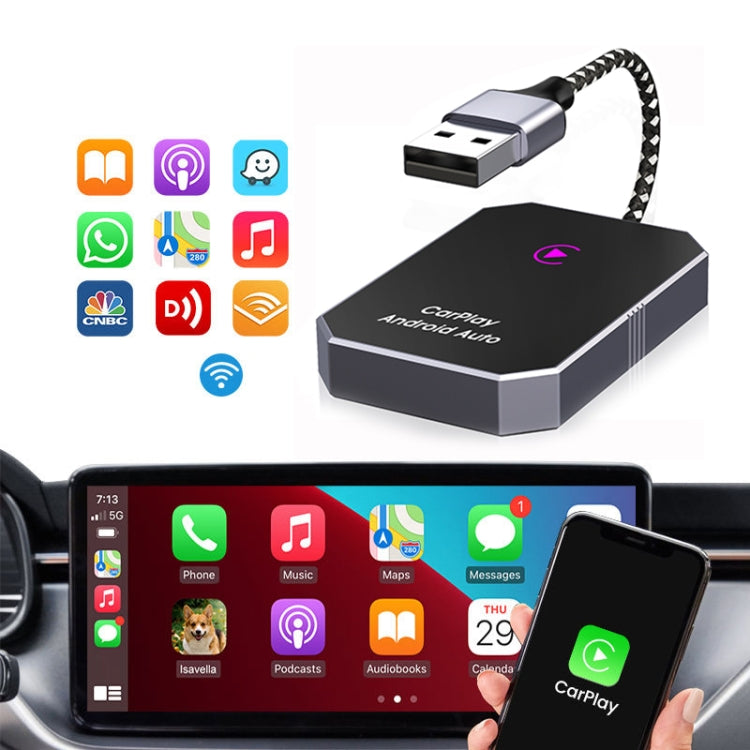 Car Carplay Box Wired to Wireless Bluetooth Adapter, For Android, For IOS, 2 in 1