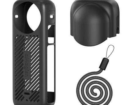 For Insta360 X4 AMagisn Silicone Protective Cover, Body Case + Lens Cover Black, Body Case + Lens Cover Gray, Body Case Black, Body Case Gray, Lens Cover Black, Lens Cover Gray