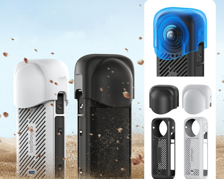 For Insta360 X4 AMagisn Silicone Protective Cover, Body Case + Lens Cover Black, Body Case + Lens Cover Gray, Body Case Black, Body Case Gray, Lens Cover Black, Lens Cover Gray
