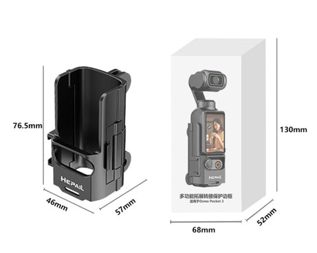 For DJI Osmo Pocket 3 HEPAIL Extended Adapter Protective Bezel Extension Handle Cold Shoe Adapter Bracket