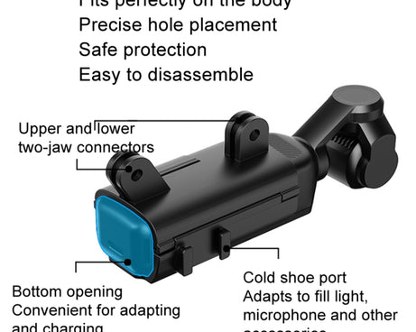 For DJI Osmo Pocket 3 HEPAIL Extended Adapter Protective Bezel Extension Handle Cold Shoe Adapter Bracket