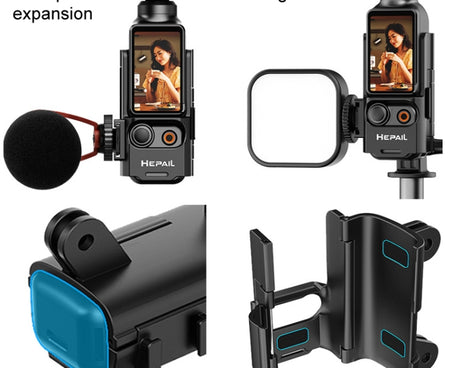For DJI Osmo Pocket 3 HEPAIL Extended Adapter Protective Bezel Extension Handle Cold Shoe Adapter Bracket