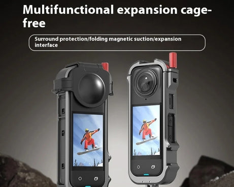 For Insta360 X4 Metal Frame Action Camera Rabbit Cage Expansion Bracket