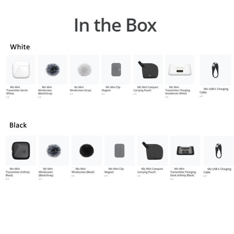 DJI Mic Mini Transmitter, Transmitter(Black), Transmitter(White)
