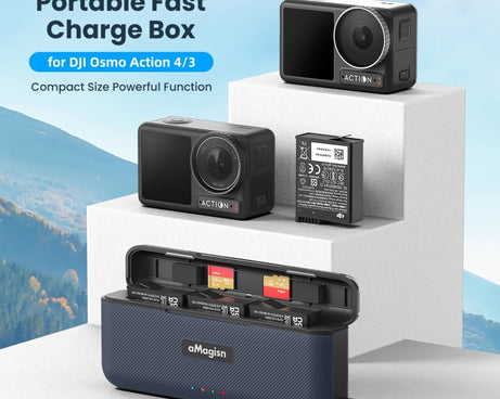 For DJI Action 4 / 3 aMagisn Fast Charge Charging Box Charger Sports Camera Accessories