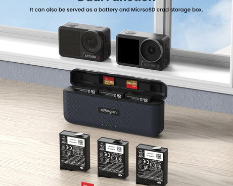 For DJI Action 4 / 3 aMagisn Fast Charge Charging Box Charger Sports Camera Accessories