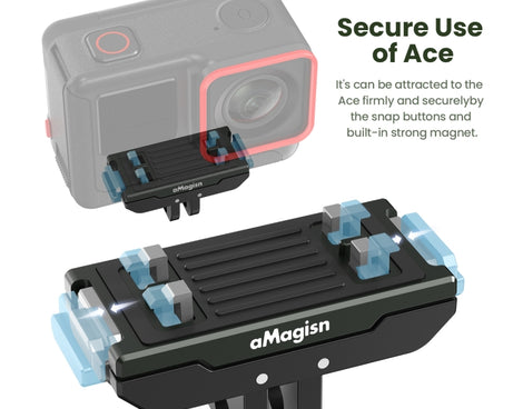 AMagisn Metal Magnetic Quick Release + Top Cover, For Insta360 Ace / Ace Pro / X5 / X3 / X2 / GoPro HERO12 Black, Metal+Top Cover