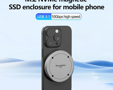 Blueendless M3N Magnetic M.2 2230 / 2242 NVMe SSD Enclosure 10Gbps Type-C USB3.1 SSD Case For Mobile Phone, M3N
