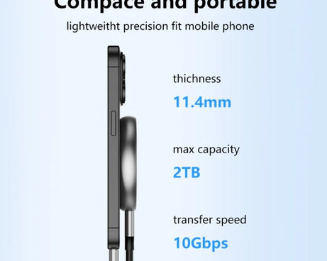 Blueendless M3N Magnetic M.2 2230 / 2242 NVMe SSD Enclosure 10Gbps Type-C USB3.1 SSD Case For Mobile Phone, M3N