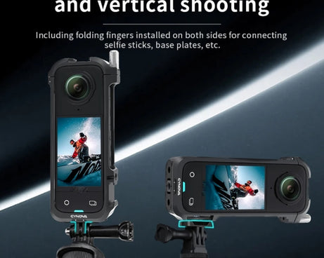 For Insta360 X4 CYNOVA Metal Rabbit Cage + Lens Cover Set Protective Accessories