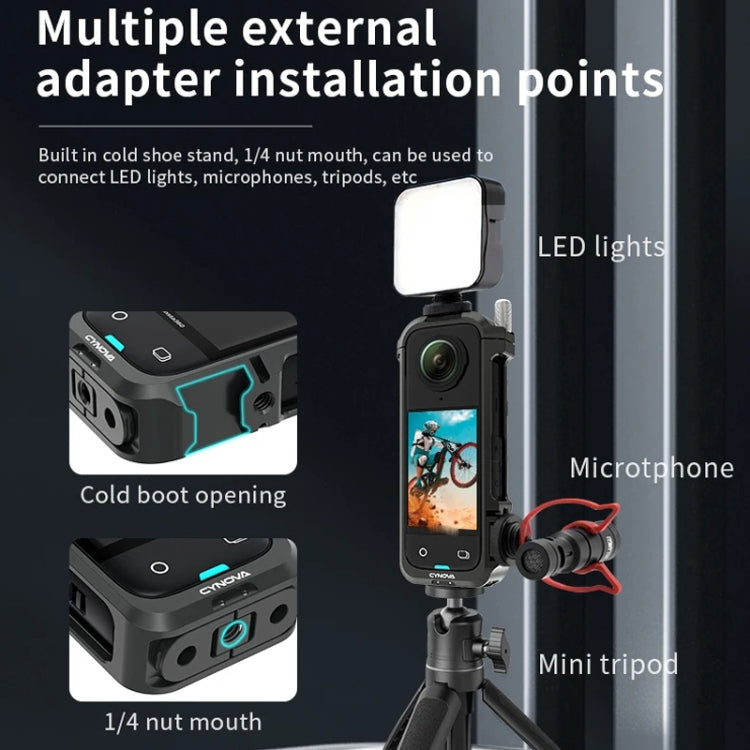 For Insta360 X4 CYNOVA Metal Rabbit Cage + Lens Cover Set Protective Accessories