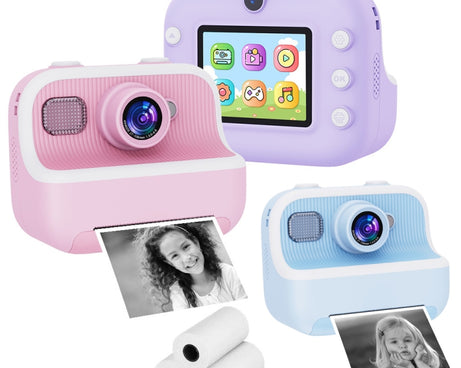 M8 2.4-Inch 1080P HD 2400W Pixel Dual-Camera Children Thermal Printing Camera, Pink, Blue, Purple, Pink+32GB, Blue+32GB, Purple+32GB