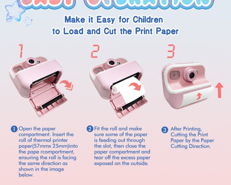 M8 2.4-Inch 1080P HD 2400W Pixel Dual-Camera Children Thermal Printing Camera, Pink, Blue, Purple, Pink+32GB, Blue+32GB, Purple+32GB