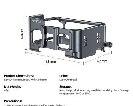 For Insta 360 Ace / Ace Pro TELESIN S6-FMS-02 Vertical Shot Quick Release Metal Rabbit Cage Body Protection Accessories