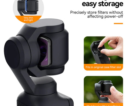 For DJI Pocket 3 TELESIN S5-FLT-03 Magnetic Suction Filter Set CPL+ND16+ND64+ND256