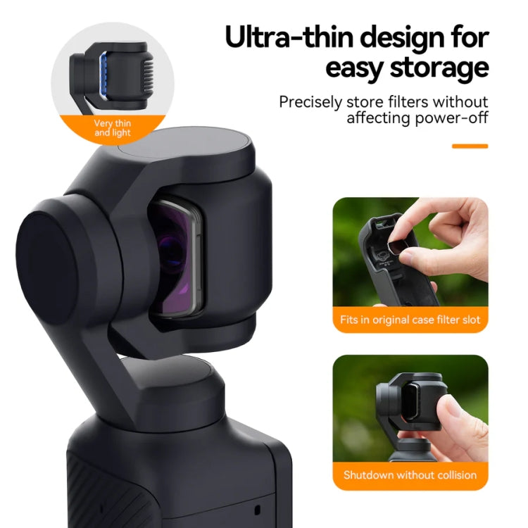 For DJI Pocket 3 TELESIN S5-FLT-03 Magnetic Suction Filter Set CPL+ND16+ND64+ND256