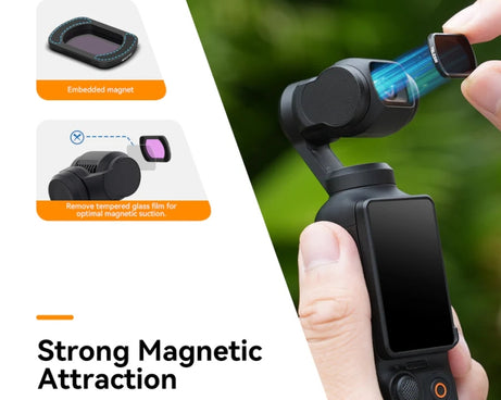 For DJI Pocket 3 TELESIN S5-FLT-03 Magnetic Suction Filter Set CPL+ND16+ND64+ND256