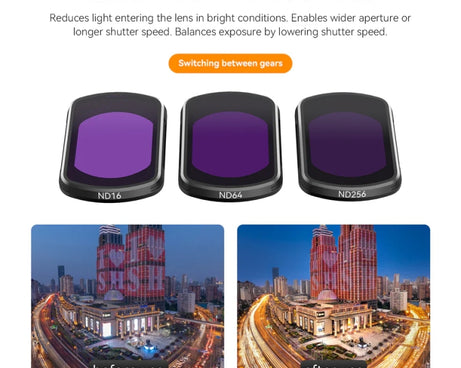 For DJI Pocket 3 TELESIN S5-FLT-03 Magnetic Suction Filter Set CPL+ND16+ND64+ND256