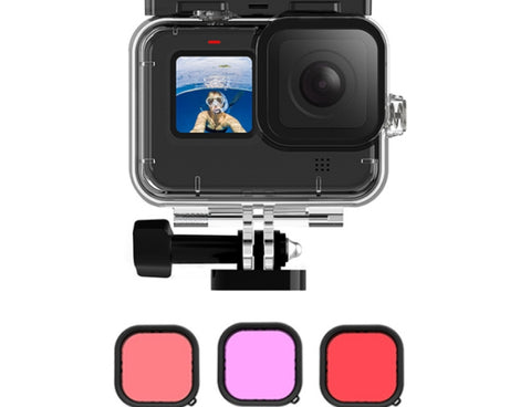 TELESIN GP-WTP-901 45m Diving Shell, For GoPro HERO12 Black / HERO11 Black / HERO10 Black / HERO9 Black, Single Shell, Shell+Filter Set
