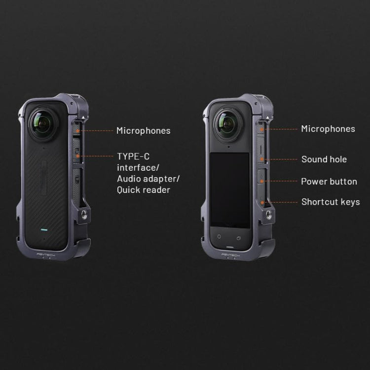 For Insta360 X4 PGYTECH P-55A-010 Metal Rabbit Cage Aluminum Expanding Protective Bezel With Lens Case