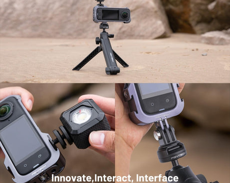 For Insta360 X4 PGYTECH P-55A-010 Metal Rabbit Cage Aluminum Expanding Protective Bezel With Lens Case