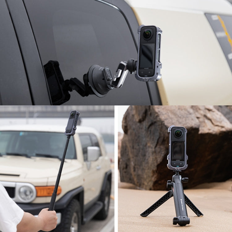 For Insta360 X4 PGYTECH P-55A-010 Metal Rabbit Cage Aluminum Expanding Protective Bezel With Lens Case