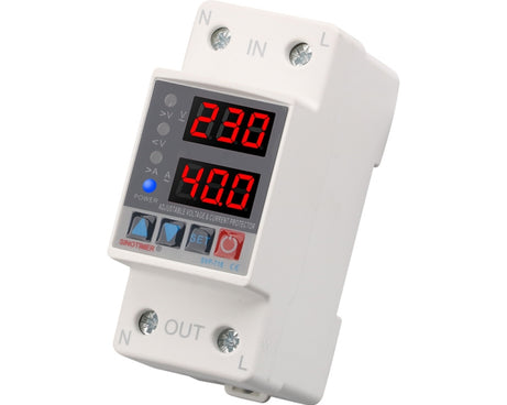 Adjustable Self-resetting Intelligent Over-voltage and Under-voltage Protector 220V AC, SINOTIMER SVP-718 40A, SINOTIMER SVP-718 63A