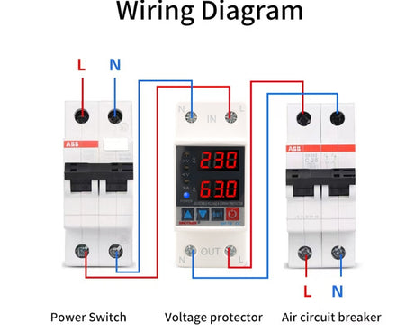 Adjustable Self-resetting Intelligent Over-voltage and Under-voltage Protector 220V AC, SINOTIMER SVP-718 40A, SINOTIMER SVP-718 63A