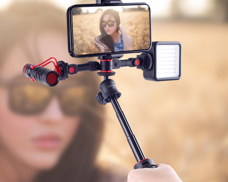 Dual Cold Shoe Mount Adapter Magic Arm Extension Bar Bracket Stand for Camera Mobile Phone