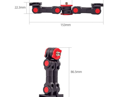 Dual Cold Shoe Mount Adapter Magic Arm Extension Bar Bracket Stand for Camera Mobile Phone