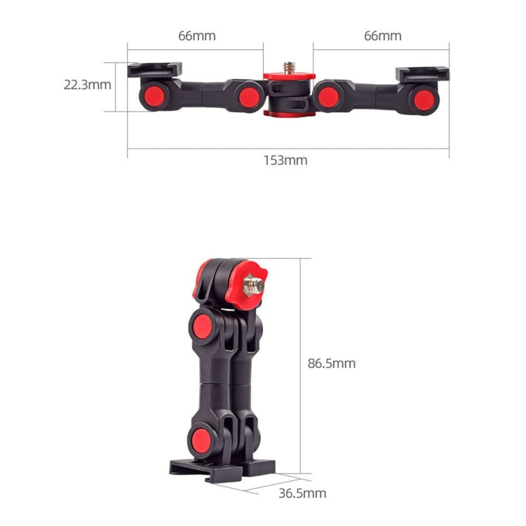 Dual Cold Shoe Mount Adapter Magic Arm Extension Bar Bracket Stand for Camera Mobile Phone