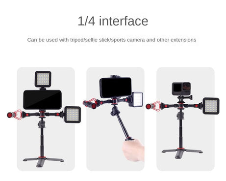 Dual Cold Shoe Mount Adapter Magic Arm Extension Bar Bracket Stand for Camera Mobile Phone