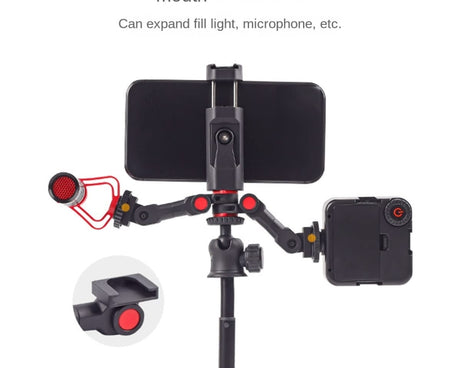 Dual Cold Shoe Mount Adapter Magic Arm Extension Bar Bracket Stand for Camera Mobile Phone