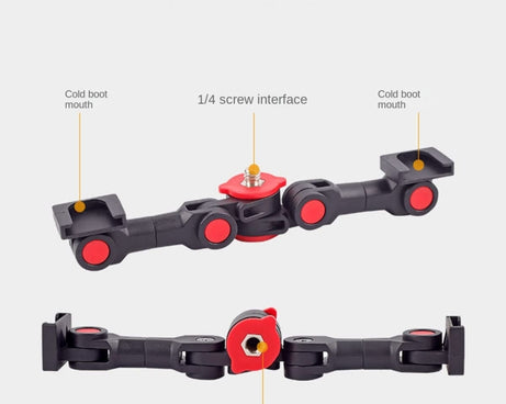 Dual Cold Shoe Mount Adapter Magic Arm Extension Bar Bracket Stand for Camera Mobile Phone