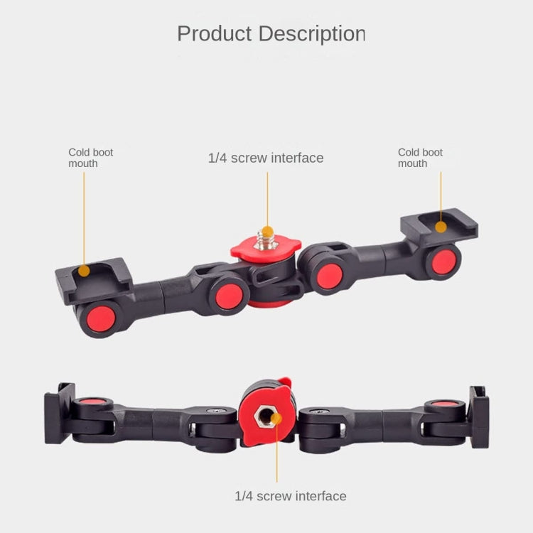 Dual Cold Shoe Mount Adapter Magic Arm Extension Bar Bracket Stand for Camera Mobile Phone