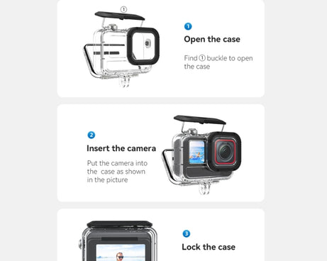 For Insta360 Ace Pro Camera TELESIN 45m Waterproof Case Underwater Diving Housing Cover