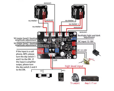VU Meter Driver Board Module Adjusts Power Amplifier, TS-VU003