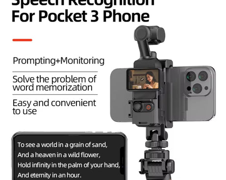 For DJI Osmo Pocket 3 Phone Holder Expansion Bracket With 3 Cold Shoe Port
