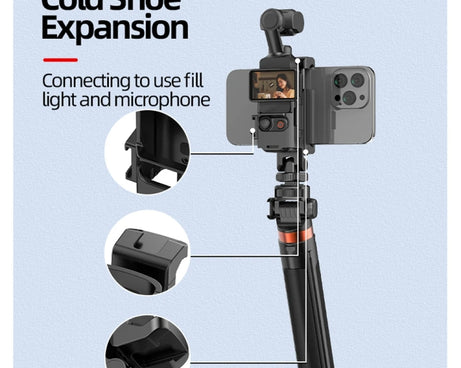 For DJI Osmo Pocket 3 Phone Holder Expansion Bracket With 3 Cold Shoe Port