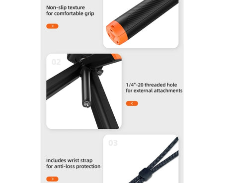 TELESIN 61cm Underwater Buoyancy Bar Retractable Selfie Stick Tripod For GoPro Insta360 DJI OSMO Action Camera, S1-TSS-02