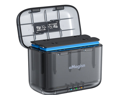 For Insta360 X4 AMagisn Dual Battery Charging Box Transparent Battery Storage Compartment