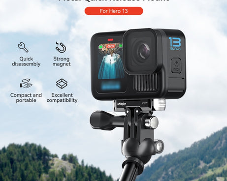 For GoPro HERO13 Black aMagisn Metal Magnetic Quick Release Base Dual Interface Adapter