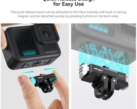 For GoPro HERO13 Black aMagisn Metal Magnetic Quick Release Base Dual Interface Adapter