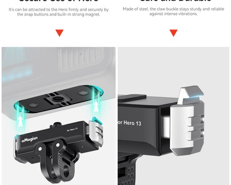 For GoPro HERO13 Black aMagisn Metal Magnetic Quick Release Base Dual Interface Adapter