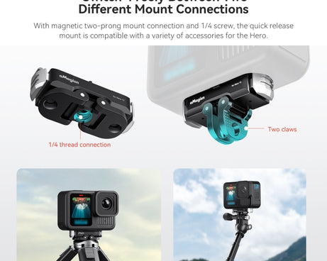 For GoPro HERO13 Black aMagisn Metal Magnetic Quick Release Base Dual Interface Adapter