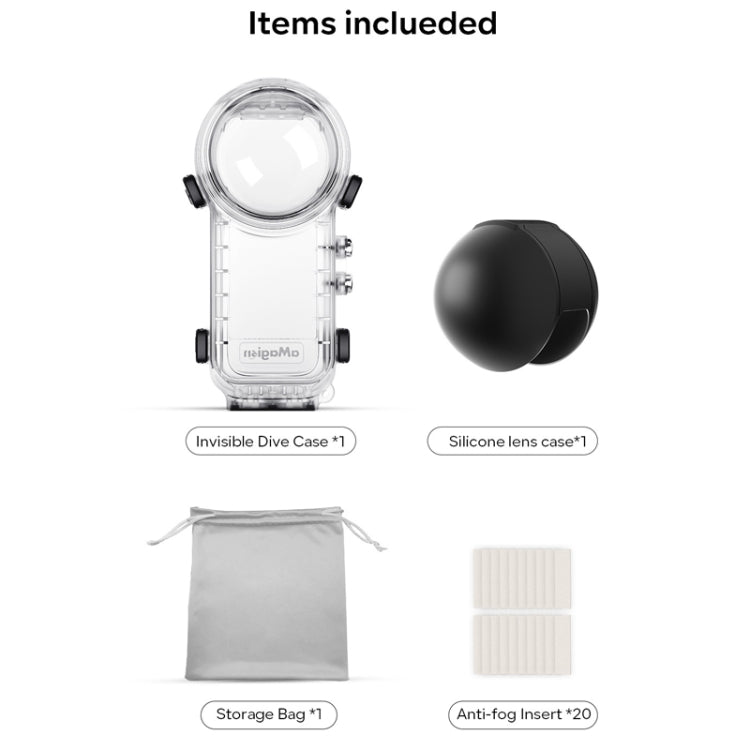 For Insta360 X4 aMagisn 50m Depth Waterproof Protective Case Quick Release Invisible Diving Cover, Waterproof Case