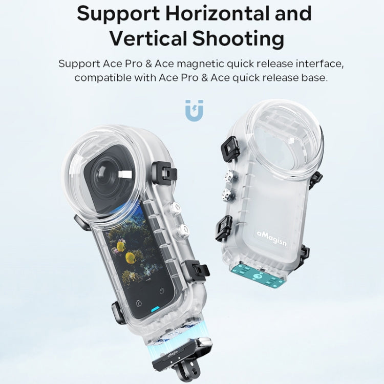 For Insta360 X4 aMagisn 50m Depth Waterproof Protective Case Quick Release Invisible Diving Cover, Waterproof Case